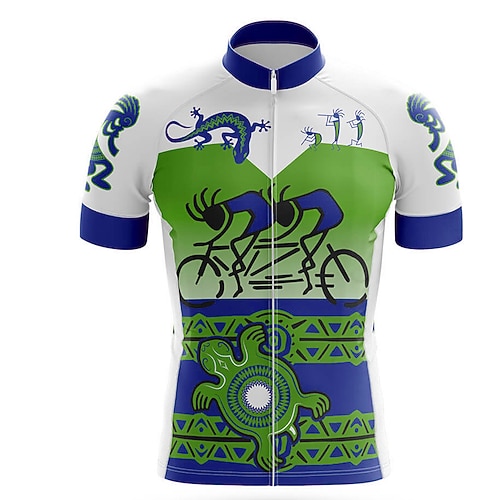 Herren Radtrikot Grafik Kurzarm Fahhrad Trikot Oberteil mit 3 Gesäßtaschen Mountainbike MTB Straßenradsport Schnelltrocknend Reflektierende Streifen Rückentasche Feuchtigkeitsableitend Sport Violett Image