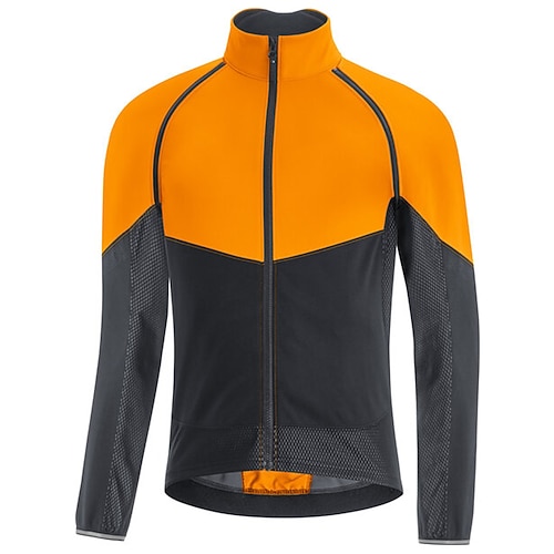 Herren Radtrikot Farbblock Langarm Fahhrad Trikot Oberteil mit 3 Gesäßtaschen Mountainbike MTB Straßenradsport Schnelltrocknend Reflektierende Streifen Rückentasche Feuchtigkeitsableitend Sport Rot Image