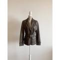 Trench coat vintage in pelle color talpa per donna, blazer in vera pelle taglia media M, trench corto, giacca in vera pelle marrone grigio Boho