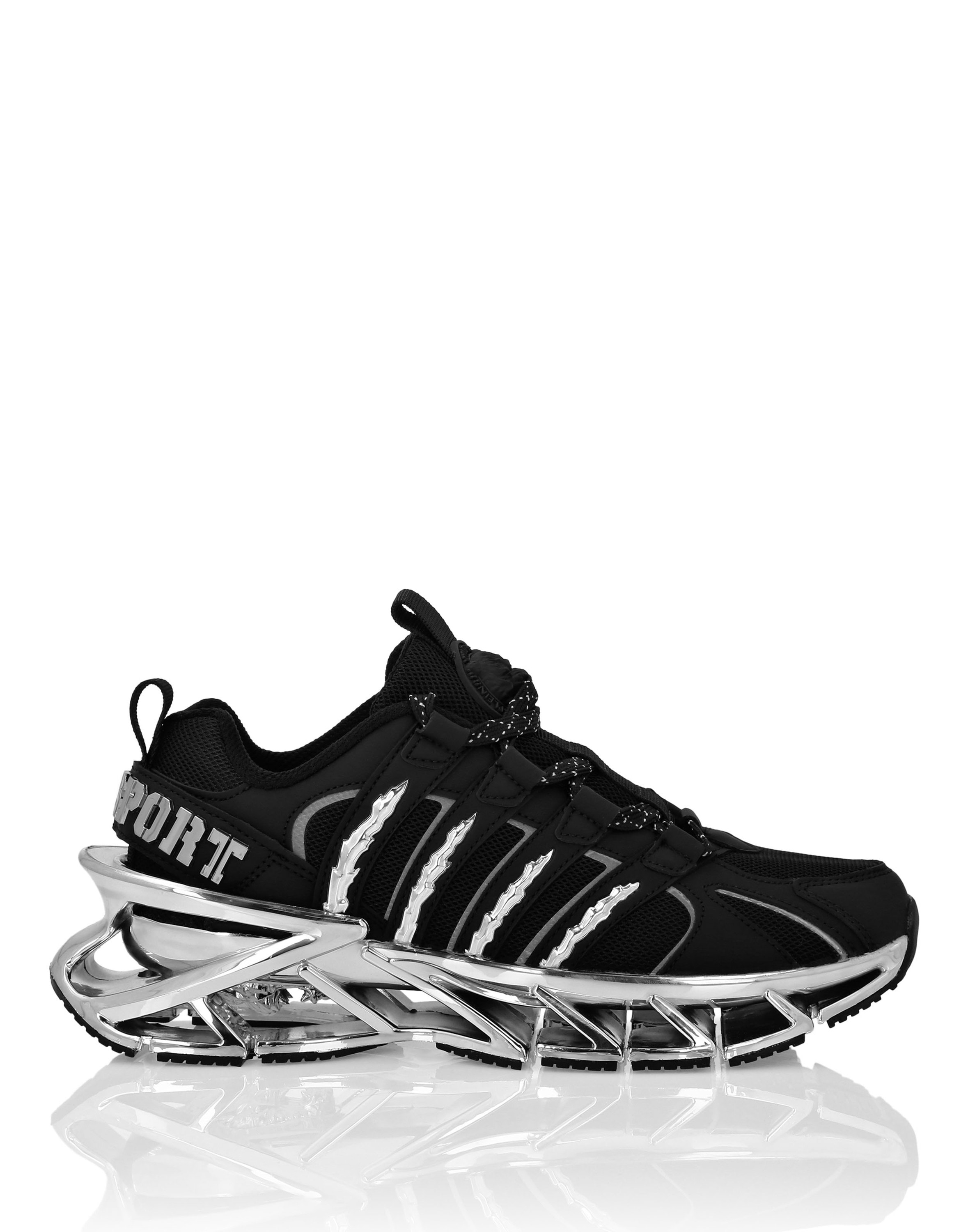 Sneaker PLEIN SPORT "Runner Sneaker", Damen, Gr. 44, Normalschaft, schwarz (0291, schwarz, nickel), Schuhe Sneaker