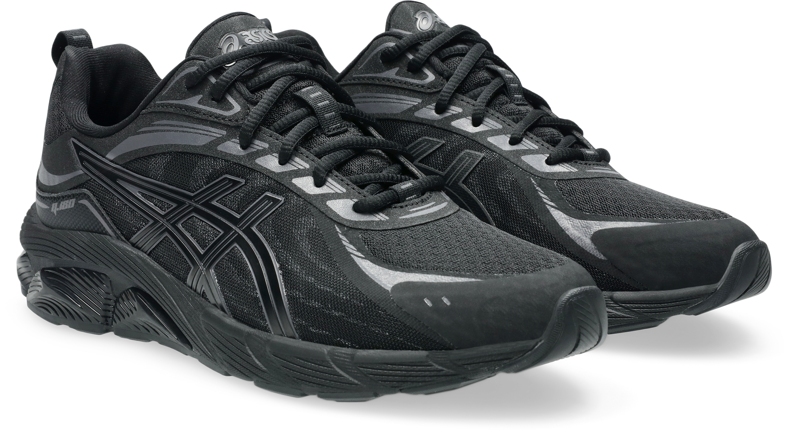 Sneaker ASICS SPORTSTYLE "GEL-QUANTUM 180 VIII", Damen, Gr. 44,5, schwarz (schwarz, obsidian grau), Leder, Synthetik, Schuhe Sneaker