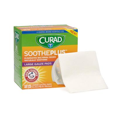 Curad SoothePlus 4" x 4" Gauze Pad, 25/Box, 24/CS (CUR204425AH)