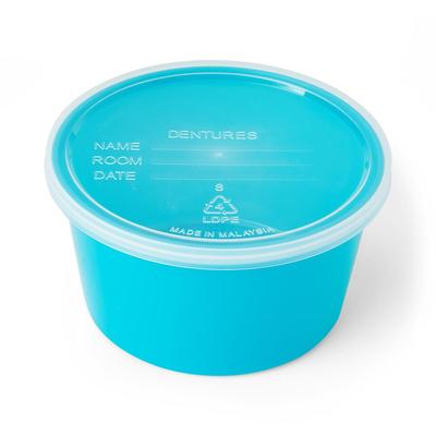 Medline Denture Container with Lid, Aqua, 25/TB (DYND70293Z)