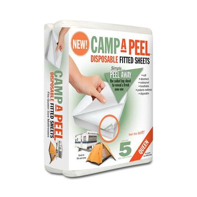 PEELAWAYS LABS Camp-A-Peel Bed Sheet, 5 Layers, White, Bunks/Cots/Air Mattress, 12/CS (NONPA121)
