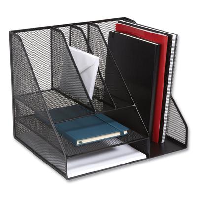 TRU REDTM Wire Mesh Combination Organizer, Vertical/Horizontal, 8 Sections, Letter-Size, 12 x 12 x 13.97, Matte Black (TUD24402452) (TUD24402452)