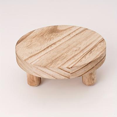 TEMU Classic Wooden Display Stand Tray, Small Round Wood Stool Base For Succulents, Bathroom Vanity Accessories Holder