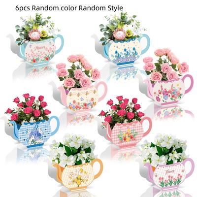 TEMU 6pcs/12pcs, Random Color Centerpieces Floral Teapot Flower Boxes Centerpieces Tables Vintage Teapot Vase Table Decoration For Princess Birthday Party Baby Shower Wedding Anniversaries