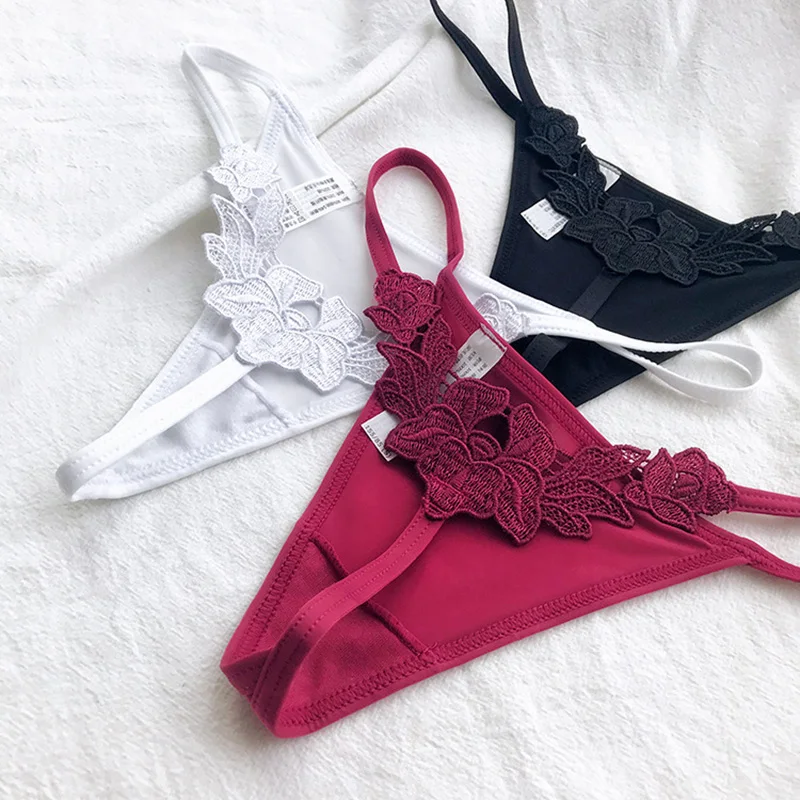 Blumen stickerei sexy g String Unterwäsche Frauen Höschen T-Back Slips weibliche Dessous erotische Mädchen Tangas Bikini Größe S-XXL