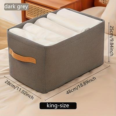 TEMU New Clothes Storage Box Tabletop Fabric Folding Storage Basket Home Dormitory Desktop Underwear Storage Artifact Gray And Khaki Image