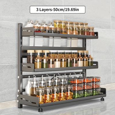 TEMU 1pc Multi-tier Spice Rack, Space-saving Kitchen Countertop Organizer For Seasoning Jar Storage, Kitchen Storage Rack Organizer With Adjustable Shelves For Home, Kitchen And Restaurant