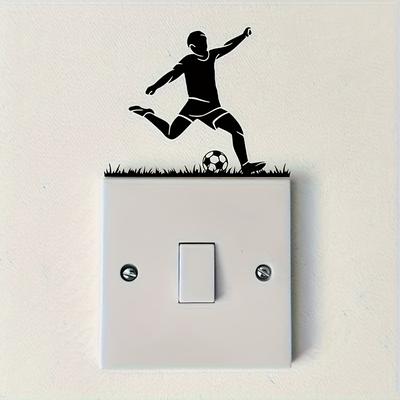 TEMU 2-pack Pvc Football Player Light Switch Decals, Soccer Theme Wall Stickers, Room & , Laptop & Truck Decoration, Durable Vinyl Image