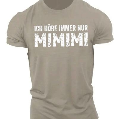 TEMU Ich Hore Immer Nur Men's T-shirt - Casual Crew Neck, Short Sleeve, Lightweight Summer Top With Geometric Pattern, Regular Fit For Adults Image