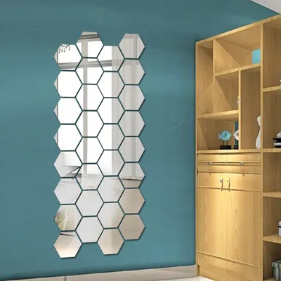 24 Stück Acryl 3D Spiegel Wandaufkleber Wasserdicht Ästhetische Spiegelaufkleber Dekorative Hintergrundaufkleber für Schlafzimmer Wohnzimmer Image