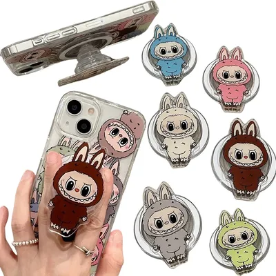 Labubu The Monsters Box Magnetic Folding Mobile Phone Grip Holder Cartoon Cute Socket Pocket Support