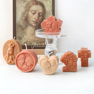 Mini Jesus and Virgin Family Silicone Candle Mold DIY Jesus Family Handmade Soap Aroma Plaster