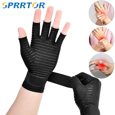 1Pair Copper Arthritis Compression Gloves Women Men Relieve Hand Pain Swelling and Carpal Tunnel