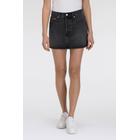 Jeansrock LEVI'S "ICON SKIRT", Damen, Gr. 26, schwarz mirror, Denim/Jeans, Obermaterial: 100% Baumwolle, casual, kurz, Röcke, mit Used-Effekten und ausgefransten Kanten