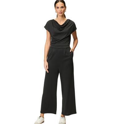 Overall ZERO "zero Jumpsuit mit Wasserfallausschnitt", Damen, Gr. 36, Normalgrößen, schwarz (schwarz beauty), Jersey, Obermaterial: 70% Modal, 30% Polyester. Ärmelfutter: ohne Futter., unifarben, casual, figurbetont knöchellang,... Image