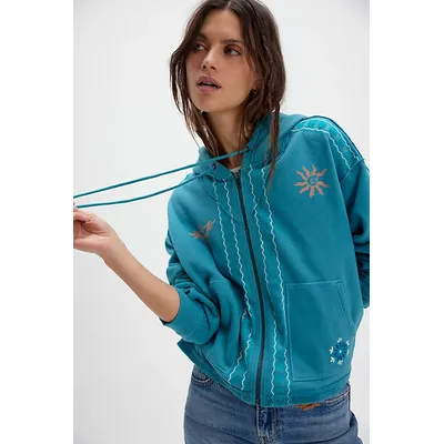 We The Free Mermaid Hoodie at Free People in Teal Combo, Size: XS
