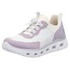 Slip-On Sneaker RIEKER SPORT "vegan", Damen, Gr. 41, weiß (weiß, flieder), Lederimitat, Textil, sportlich, Schuhe, Slipper, Halbschuh, Freizeitsneaker mit MemoSoft-Ausstattung