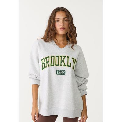Stradivarius Embroidered oversize sweatshirt Grey melange S