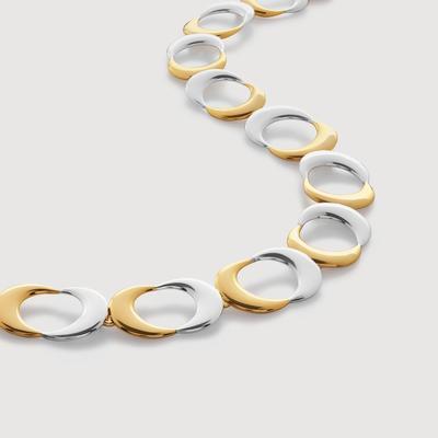 Gold Kissing Moon Mixed Metal Necklace