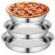 Nuogo 3 Pcs 16 14 10 Inch Large Deep Pizza Pans Stainless Steel Pizza Tray Round Oven Tray Rust Proof Reusable Bakeware Cooking Pan Dishwasher Safe for Baking, Serving, and Displaying Cookie Pie