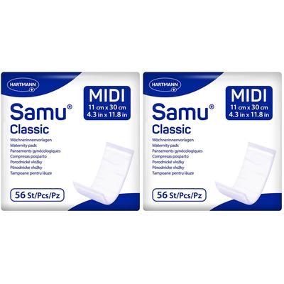 2x Samu Wöchnerinnen Vorlagen Classic midi 11x30 cm 2x56 St Einlagen Image