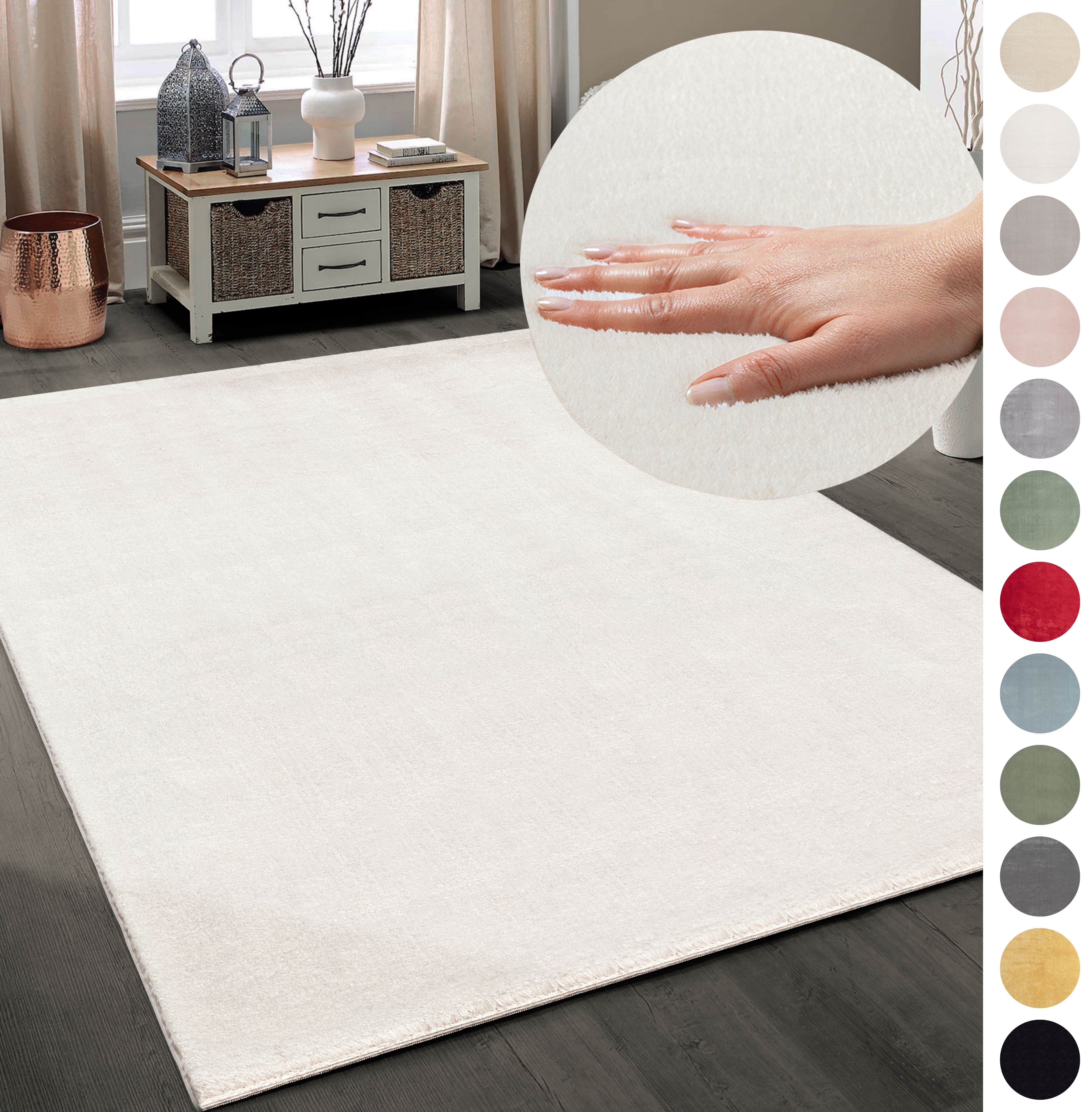 Teppich MY HOME "Arabell, Kunstfellteppich, Felloptik, waschbar", beige (natur), B:240cm H:16mm L:340cm, Polyester, Teppiche, flauschig, kuschelig, Anti-Rutsch-Unterseite, Wohnzimmer, Schlafzimmer Image