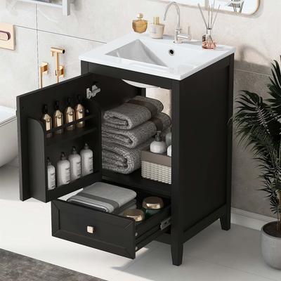 Bathroom Cabinet with Door,Storage Rack and A Drawer,with Sink