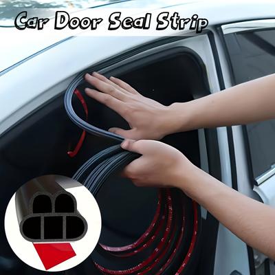 TEMU 1pc Universal Double-layer Rubber Car Door Seal Strip - Noise Reduction, Waterproof Weather Stripping, Soundproofing & Shock Absorption, 5-hole Design, Left Placement, Full Vehicle Compatibility Image