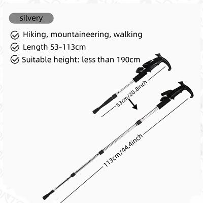 TEMU 2-pack Dzt Aluminum Alloy Trekking Poles, Lightweight Telescopic Folding Hiking Sticks, Twist Lock, Unisex, For Climbing, Walking, , Christmas, Labor Day, Gifts