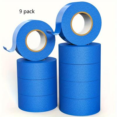 TEMU Blue Painter's Tape: 5/9/12 Rolls Of Concealing Tape With Adhesive Backing, Ideal For Home, Office, School, Diy Art, Crafts And Labels - 0.94 Inch Feet Image
