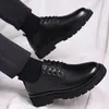 Schnürschuhe aus schwarzem Herren-Leder, formelle Business-Männer, lässiger Derby-Schuh, elegant,