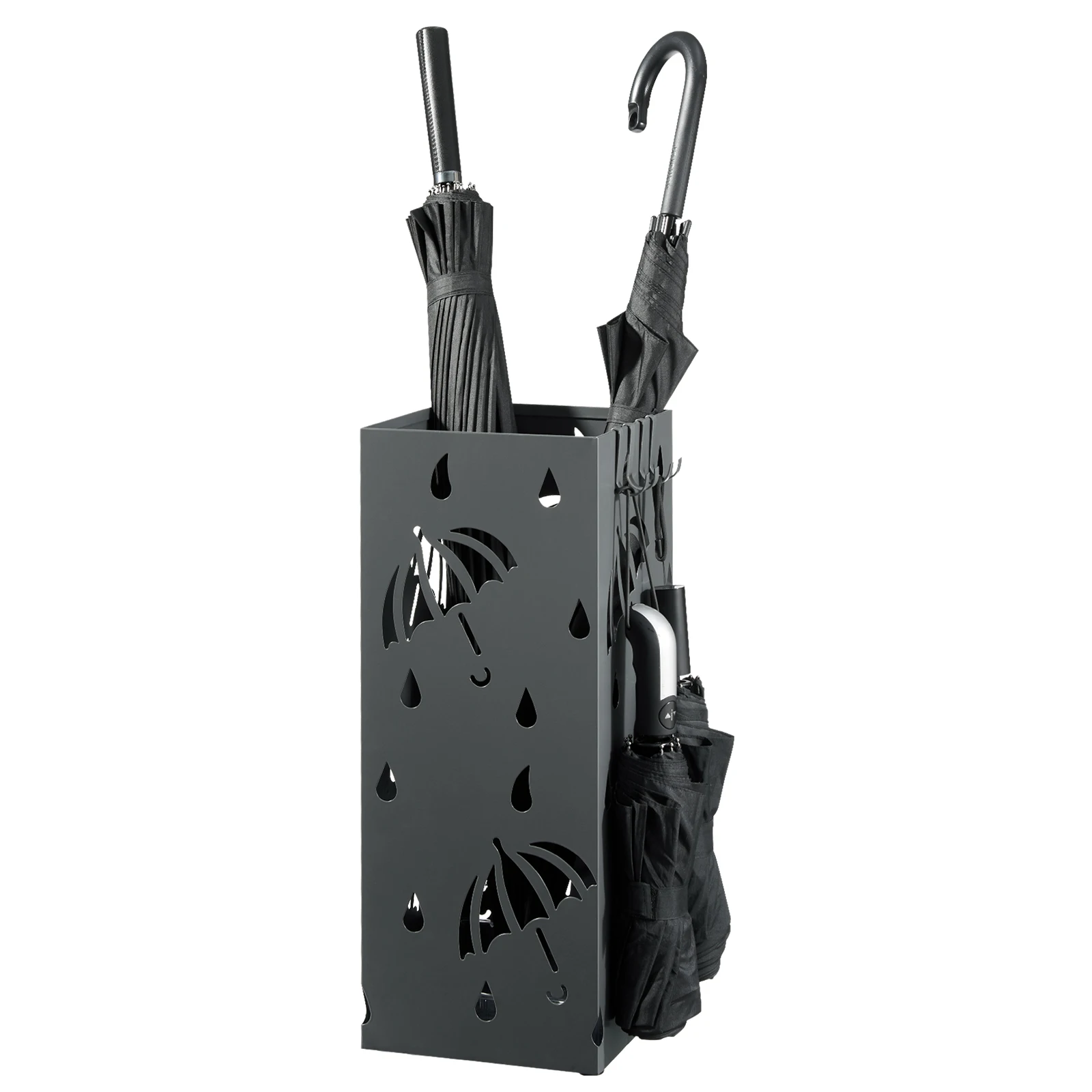 20*20*49cm Platz Metall Regenschirm Stehen Rack mit Haken Tablett Organizer Lagerung Für Indoor Hause flur Büro Eingangsbereich Dekor Image