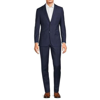 Windowpane Wool Suit - Blue - Cavalli Class by Roberto Cavalli Suits