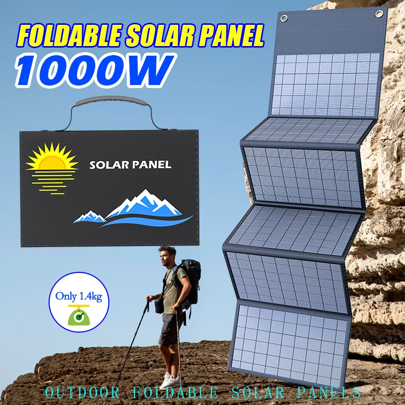 2025 exklusive 1000 W tragbare Solarpanel-Falttasche mit USB+DC zum Aufladen von Outdoor-Wandern, Camping und Mobiltelefonen Image