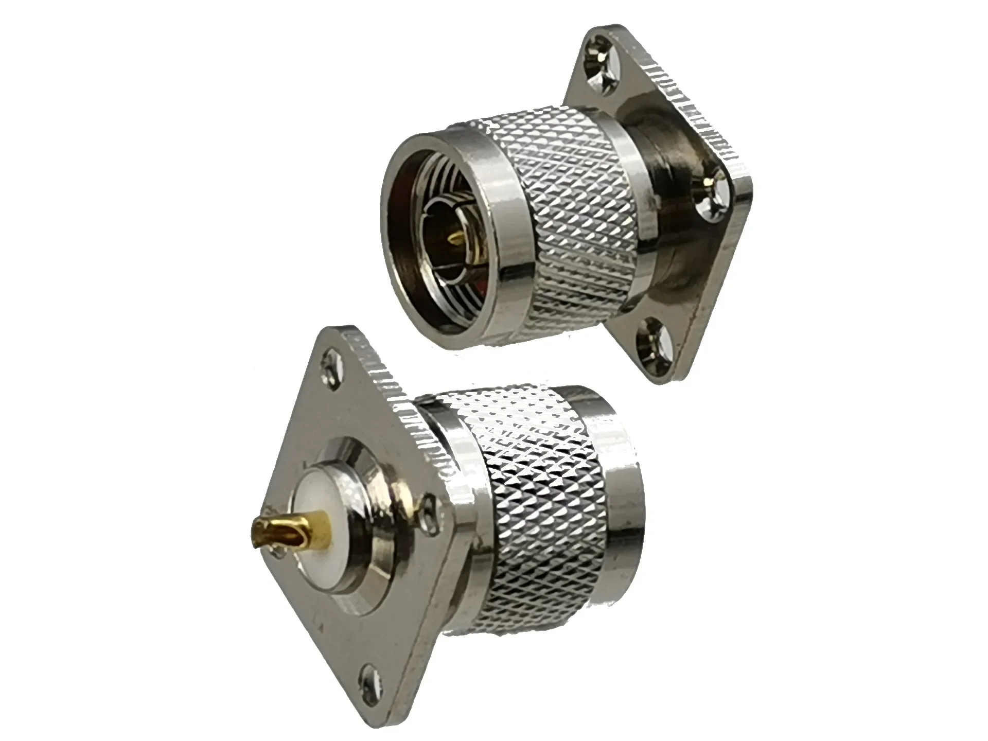 1 stücke n Stecker 4 Löcher Flansch Stecker Löt platte Montage HF Koaxial Messing gerade neue Draht klemme Image