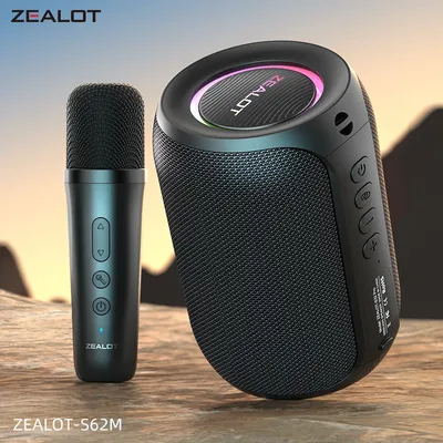 ZEALOT-S62M Karaoke-Maschine, tragbares Bluetooth 5.3-Lautsprechersystem mit 1–2 kabellosen Mikrofonen, Geschenke für Zuhause, Familienfest Image