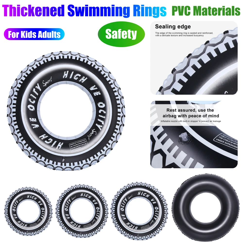 Reifen Muster Aufblasbare Schwimmen Ringe Verdickte PVC Schwimmen Float Tube Baby Schwimmen Schwimmt Infant Pool Spielzeug für Sommer Pool Party Image