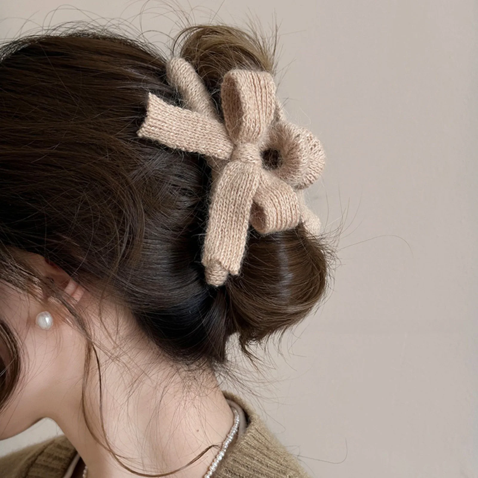 Kreative Gestrickte Schmetterling Knoten Haar Klaue Einfache Frühling Gestrickte Hai Haar Clip Für Frauen Mädchen Täglichen Pferdeschwanz Feste Haar Clips Image