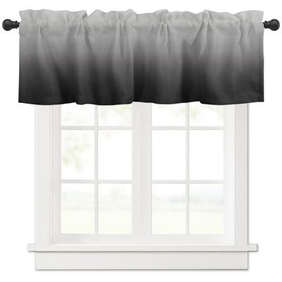 TEMU Elegant Ombre Window Valance - Modern Gradient Polyester Curtain With Rod Pocket, Light-filtering, Machine Washable For Living Room & Kitchen Decor, Kitchen Curtains