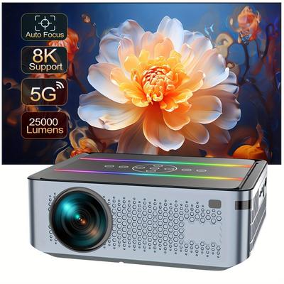 TEMU 25,000 8k Portable Projector With Auto-focus & 5g Wifi - Outdoor Movie Projector Compatible With Notebooks/dvds