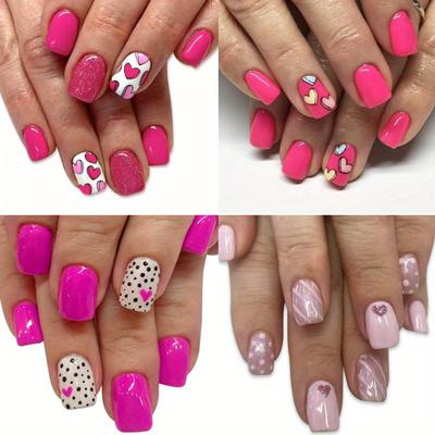 TEMU 96pcs (4pack) Pink And Women Wearing Beautiful And Nails Fake Nails For Women