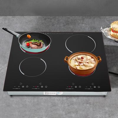 TEMU 3000w Electric Ceramic Cooktop With 4 Burners, 9 Heat Levels, Control, Anti-slip Mats, 110v â€“ , Frying, And Boiling On Flat Cookware