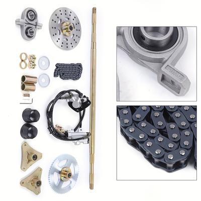 TEMU Rear Axle Kit 29in/740mm Go Kart Rear Axle Kit Brake Assembly, 740mm 29 Inch Go Kart Rear Axle Assembly 740mm Axle Kit With + Chain+ Cylinder And Caliper