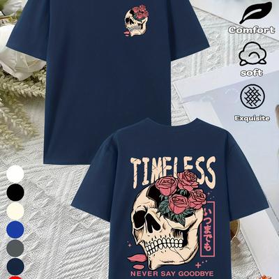 TEMU Teenage Boys' Casual Cotton T-shirt Comfortable Breathable Round Neck Short Sleeve T-shirt With Print