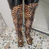 LAIGZEM Frauen Über Knie Stiefel Handgemachte Mid Heels Stiefel Seite Zip Unisex Runde Kappe Shiny Dame Schuhe Frau Große Größe 33 38 44 46 50