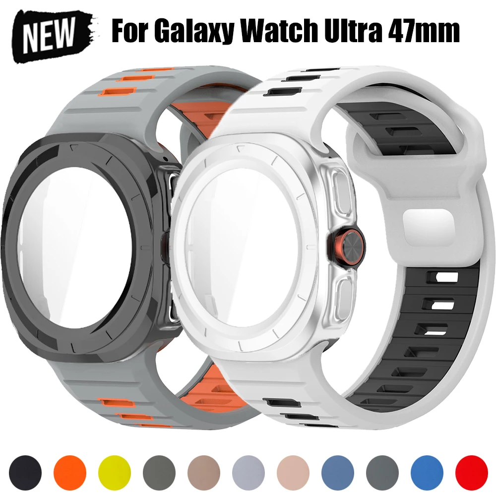 Gehärtetes Glas für Samsung Galaxy Watch Ultra Strap Suit Silikonarmband Sport Corres für Galaxy Watch Ultra 47 mm Armband Image