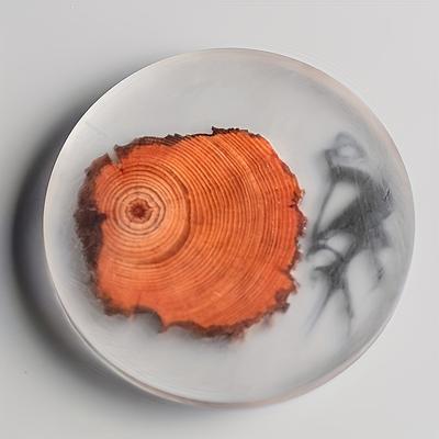 TEMU Japanese-inspired Wooden Coaster - Heat-resistant Resin Insulation Pad For Home And Restaurant Use